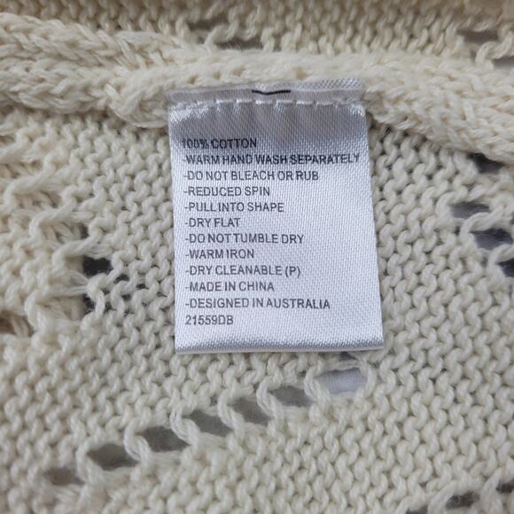 Bardot Cream Bodycon Open Knit V-neck Sweater Dress size 6 Keyhole Back - Picture 16 of 16